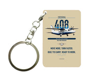 Thumbnail for Cessna 408 SkyCourier design on beige designed key chain, double-side print