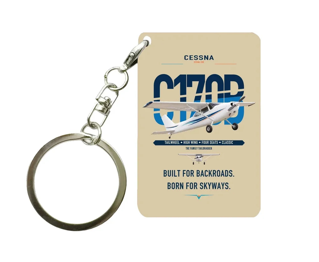 Cessna 170B design on beige designed key chain, double-side print