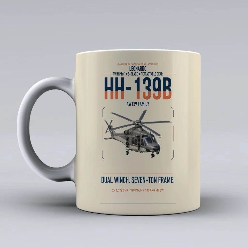 Leonardo HH-139B design on beige ceramic mug, double-side print
