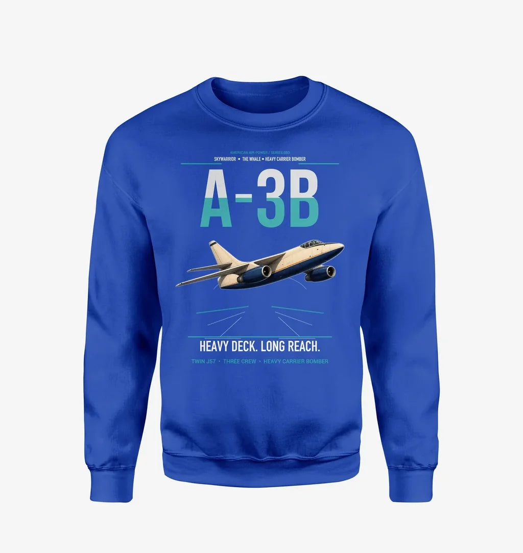 A-3B Skywarrior design on blue sweatshirt