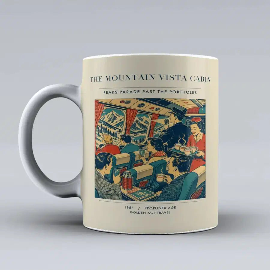 VINTAGE G4224 - The Mountain Vista Cabin - Ceramic Mug design on beige