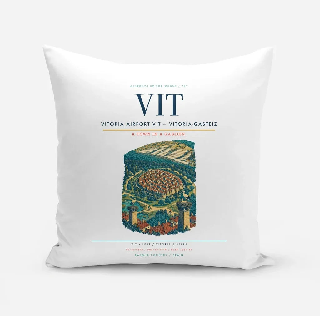 Vitoria Airport (VIT) design on white pillow