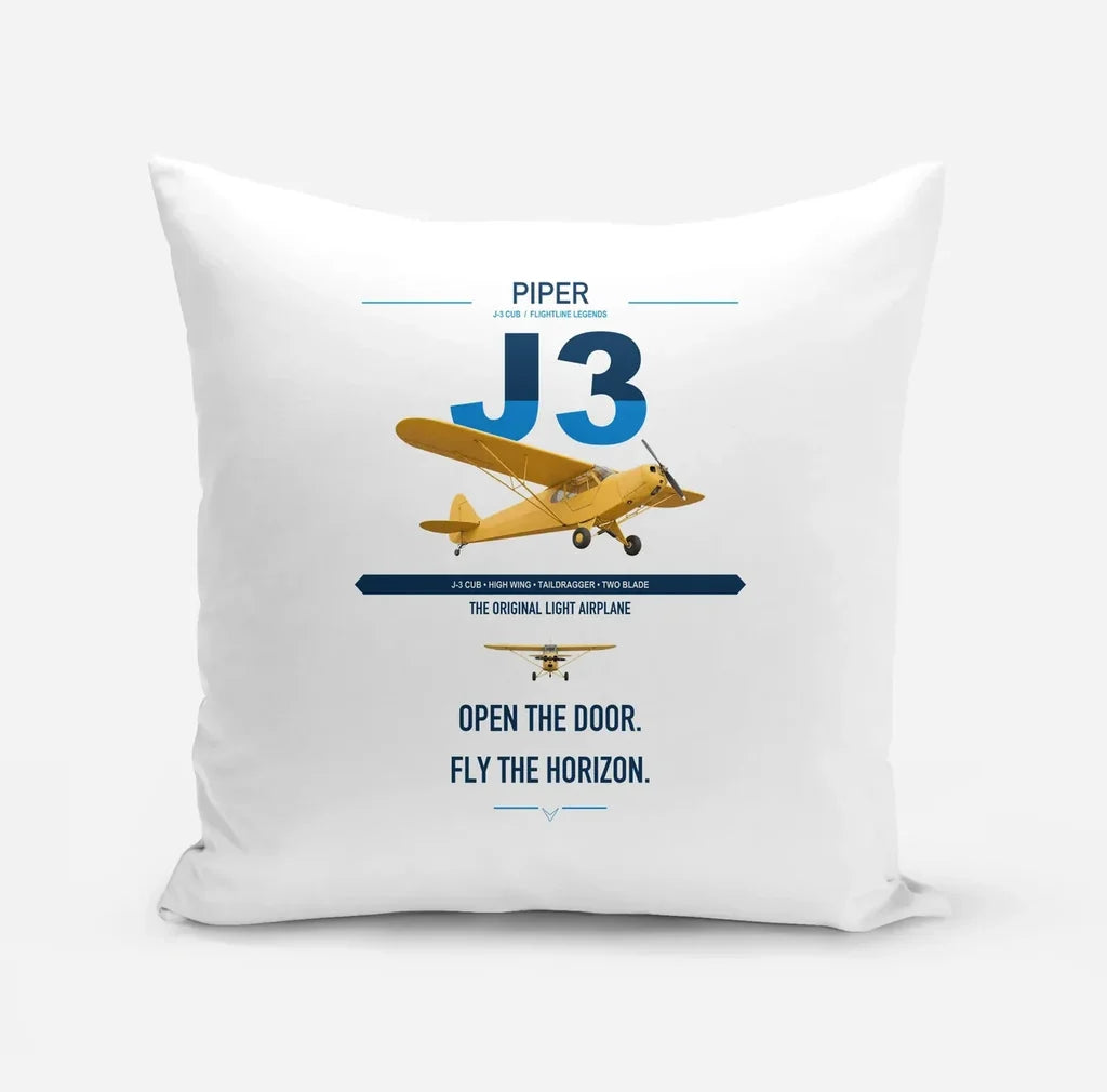 Piper J-3 Cub design on white pillow