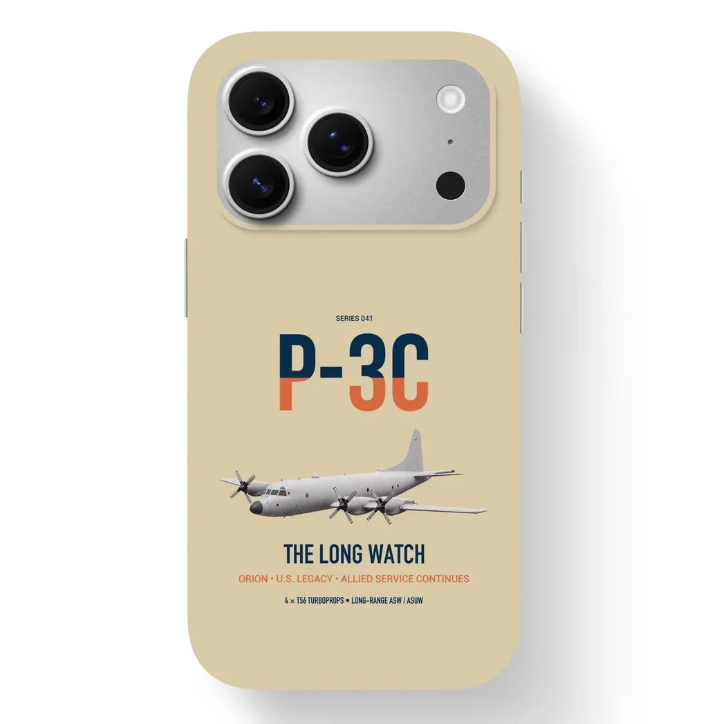 P-3C Orion design on beige magsafe iphone case, for iPhone 17 Pro