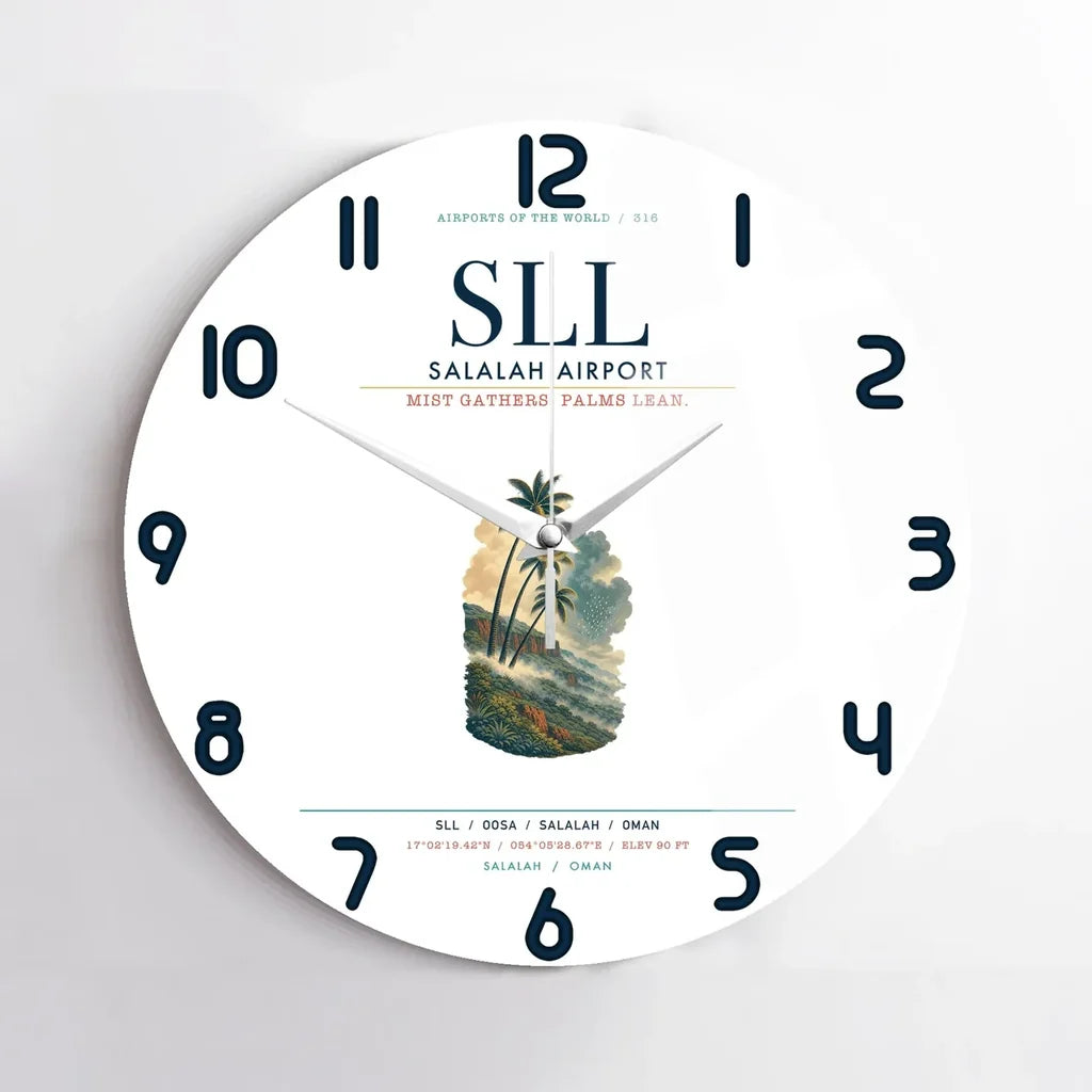 Salalah Airport (SLL) design on white no frame wall clock