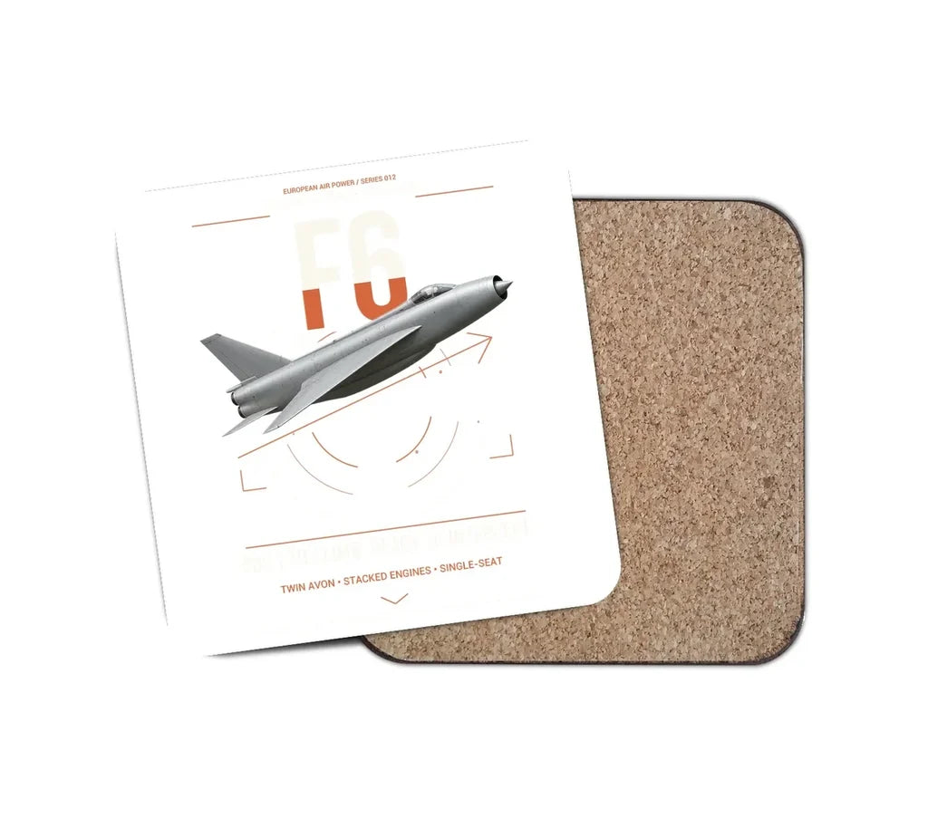 English Electric Lightning F6 design on white 1 piece coaster