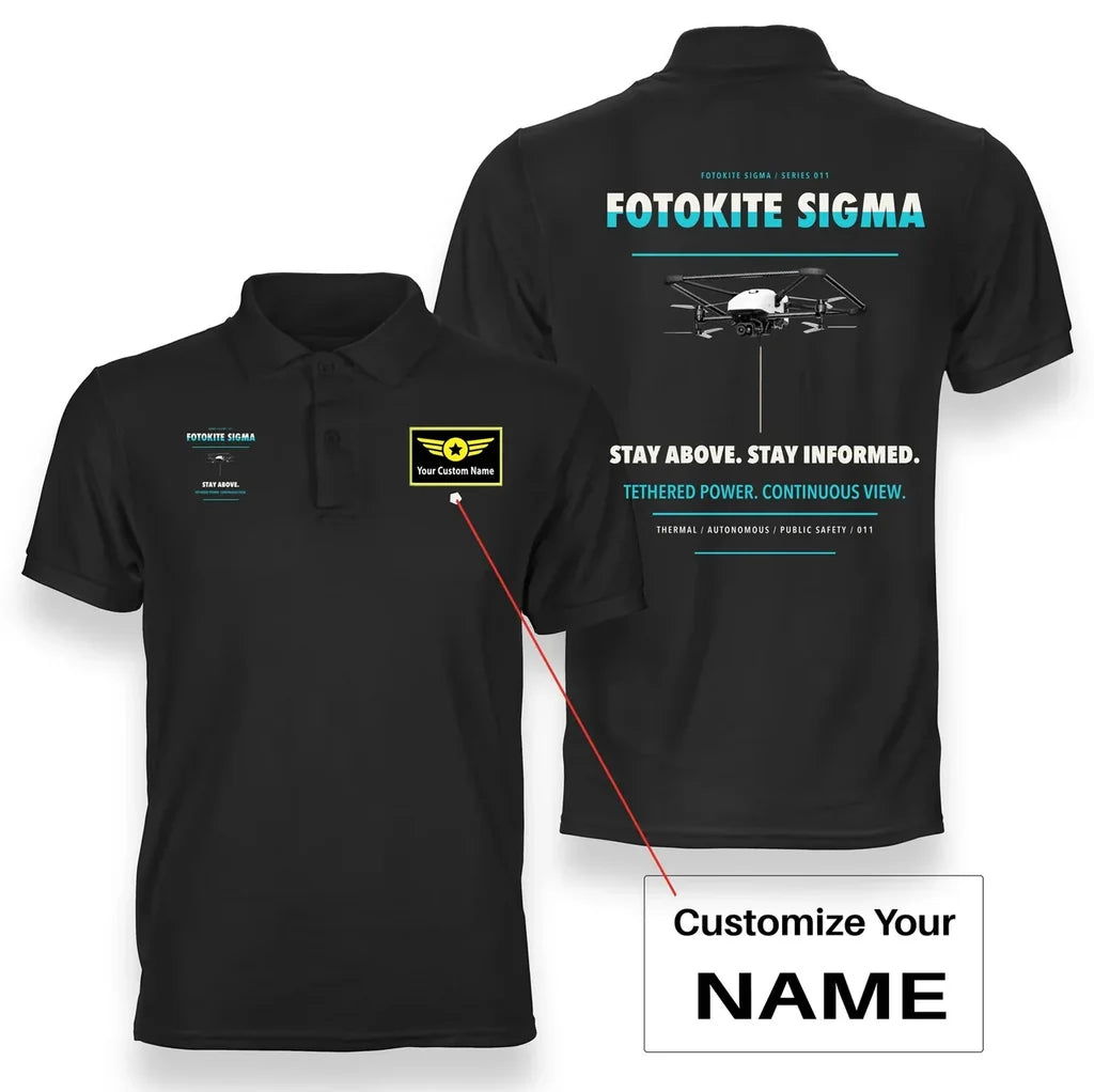 Fotokite Sigma design on black polo with custom name badge