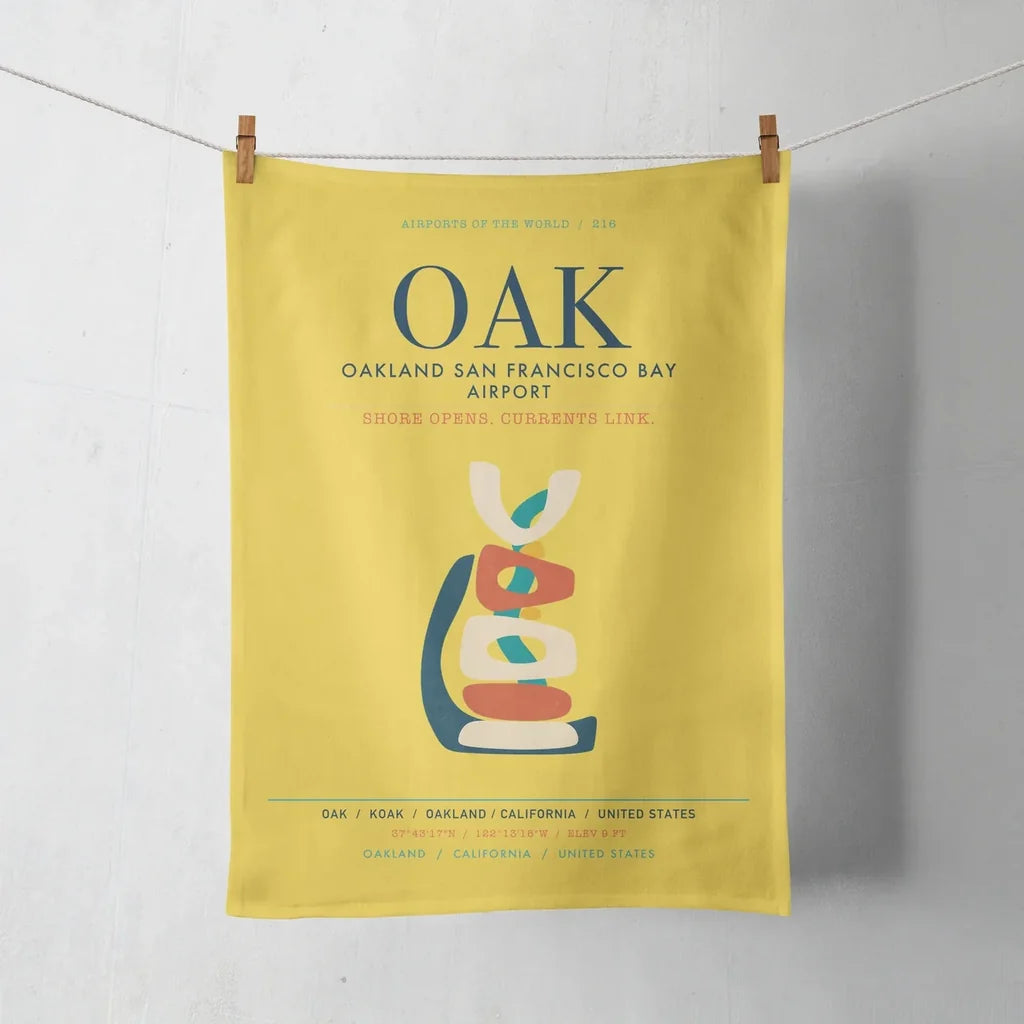 Oakland San Francisco Bay Airport (OAK) design on yellow towel