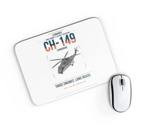 Thumbnail for Leonardo CH-149 Cormorant design on white rectangle mouse pad