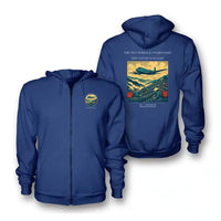 Thumbnail for VINTAGE G4342 - The Tea Terrace Overflight - Premium Zipped Hoodie design on blue
