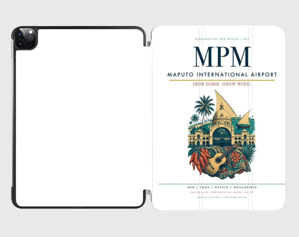 Maputo International Airport (MPM) design on white ipad tablet case