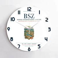 Thumbnail for Manas International Airport Bishkek (BSZ) design on white no frame wall clock