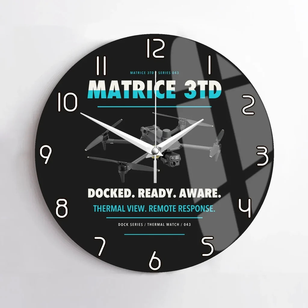 DJI Matrice 3TD design on black no frame wall clock