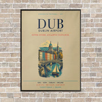 Thumbnail for Dublin Airport DUB vertical canvas print - framed - beige background