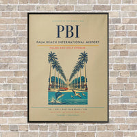 Thumbnail for Palm Beach International Airport PBI vertical canvas print - framed - beige background