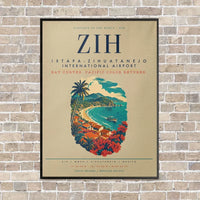 Thumbnail for Ixtapa-Zihuatanejo International Airport ZIH vertical canvas print - framed - beige background