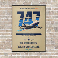 Thumbnail for Boeing 747-200B vertical canvas print - framed - beige background