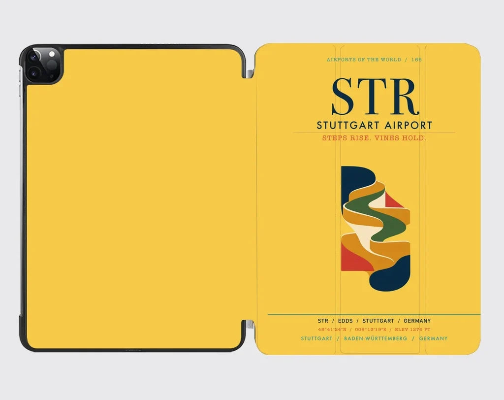 Stuttgart Airport (STR) design on yellow ipad tablet case