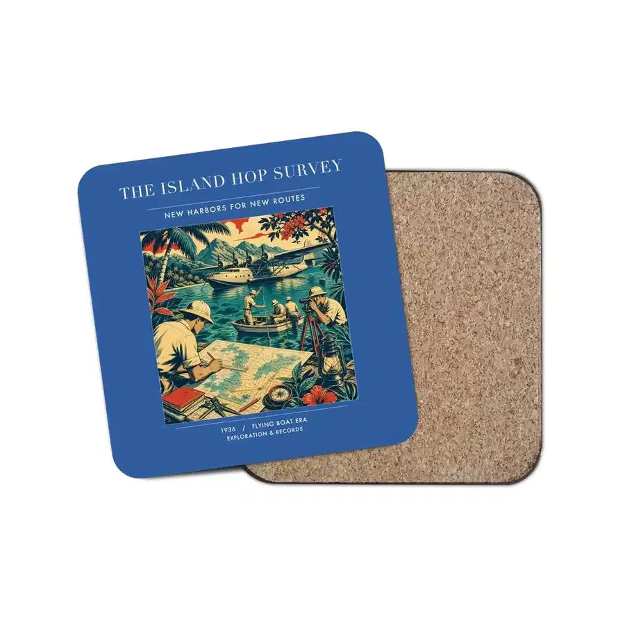 The Island Hop Survey - Designed Coasters design on blue 1-piece
