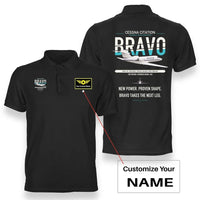 Thumbnail for Cessna Citation Bravo design on black+name double-side polo t-shirt, double-side print