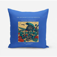Thumbnail for VINTAGE G4452 - The Mechanic's Lunch Whistle - Designed Pillows design on blue