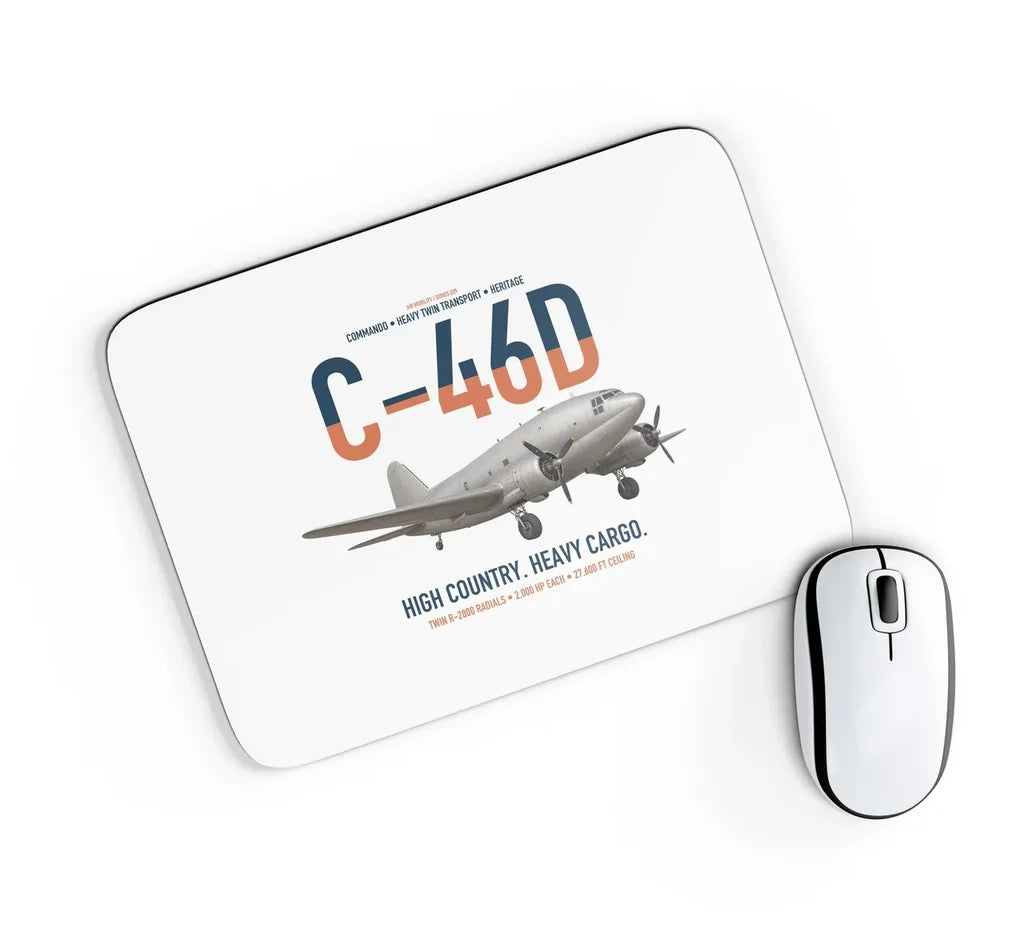 C-46D Commando design on white rectangle mouse pad