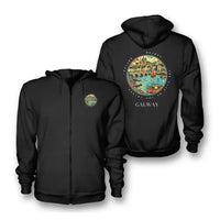 Thumbnail for GALWAY - Badge - Zipped Hoodie - Black