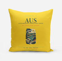 Thumbnail for Austin-Bergstrom International Airport (AUS) design on yellow pillow