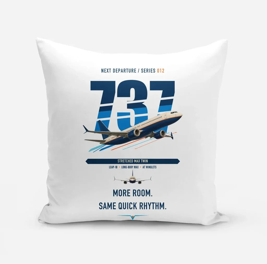 Boeing 737 MAX 9 design on white pillow