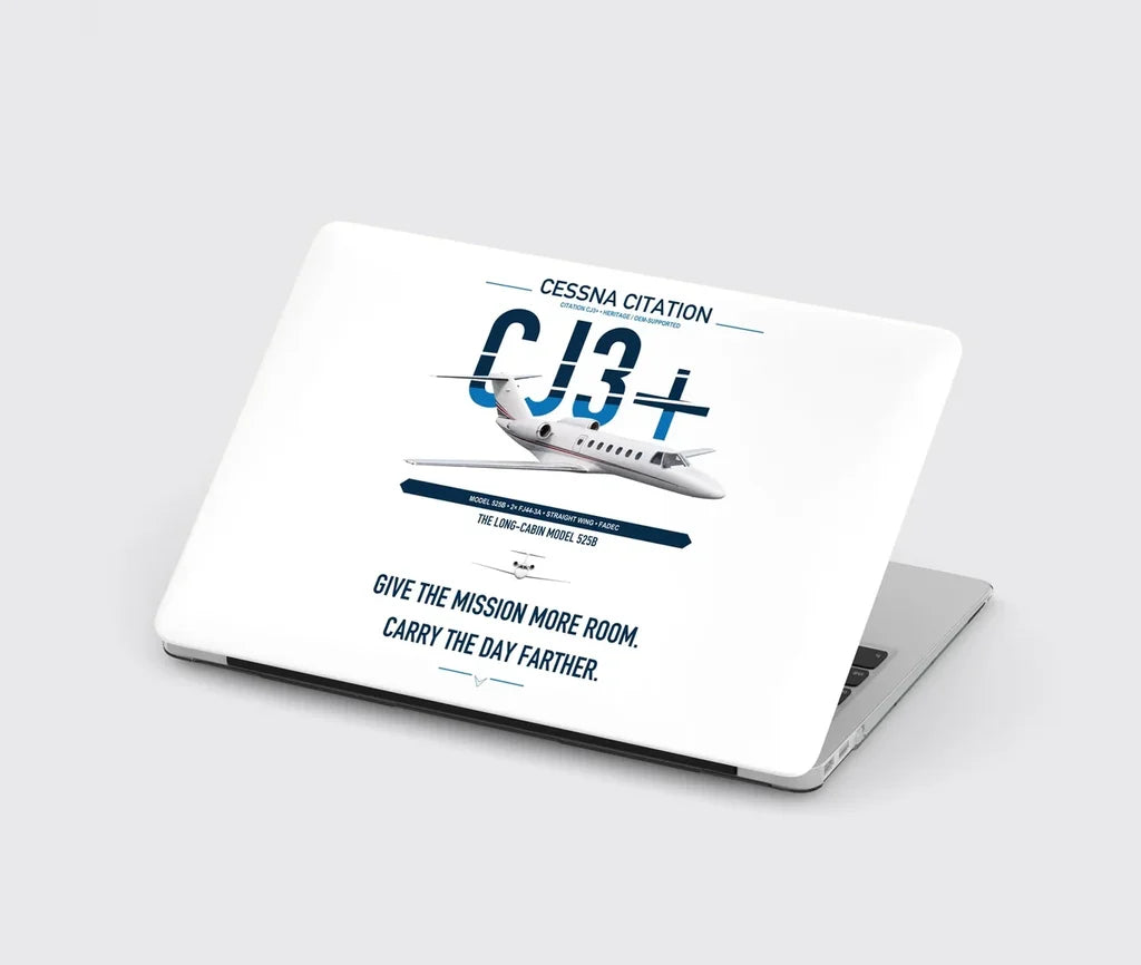 Cessna Citation CJ3+ design on white MacBook case