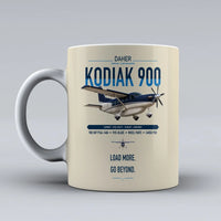 Thumbnail for Daher Kodiak 900 design on beige ceramic mug, double-side print