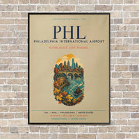 Thumbnail for Philadelphia International Airport PHL vertical canvas print - framed - beige background