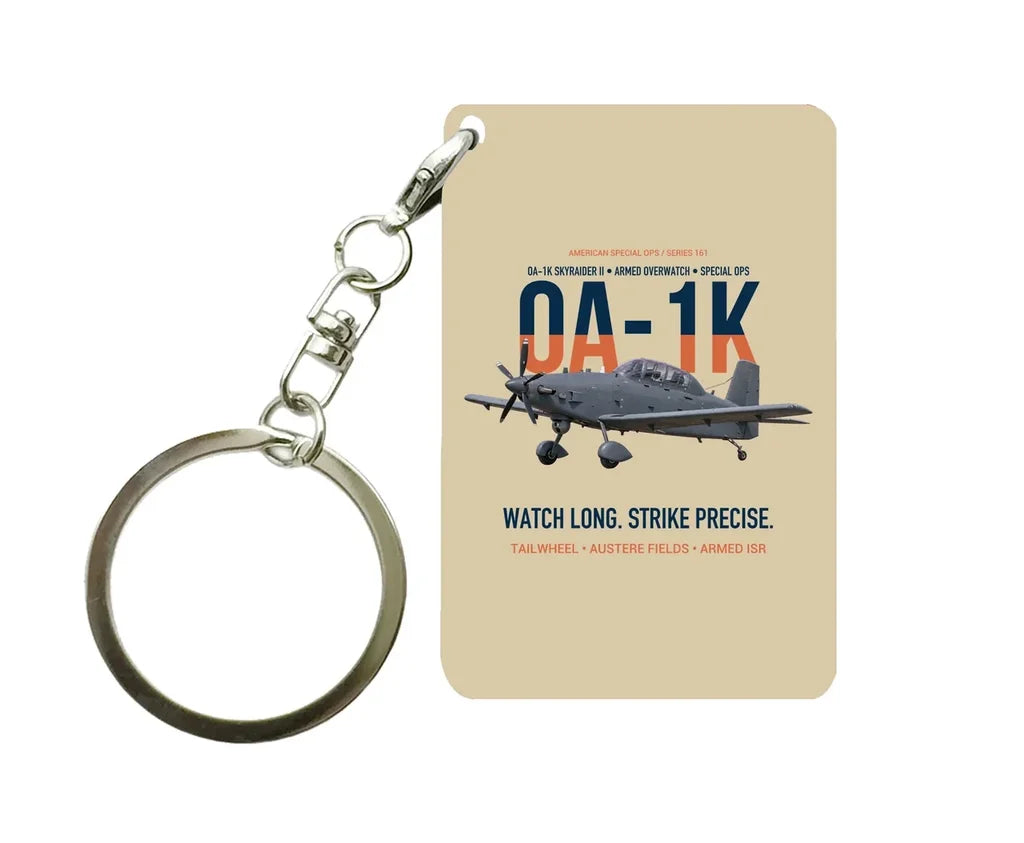 OA-1K SKYRAIDER II Key Chain design on beige key chain