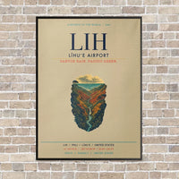 Thumbnail for Līhuʻe Airport LIH vertical canvas print - framed - beige background