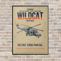 Thumbnail for Leonardo AW159 Wildcat HMA2 vertical canvas print - framed - beige background