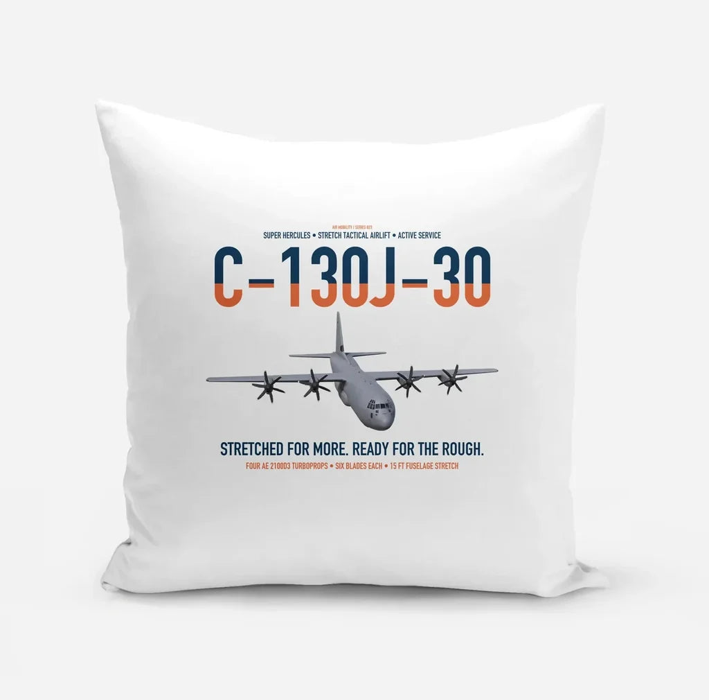 C-130J-30 Super Hercules design on white pillow