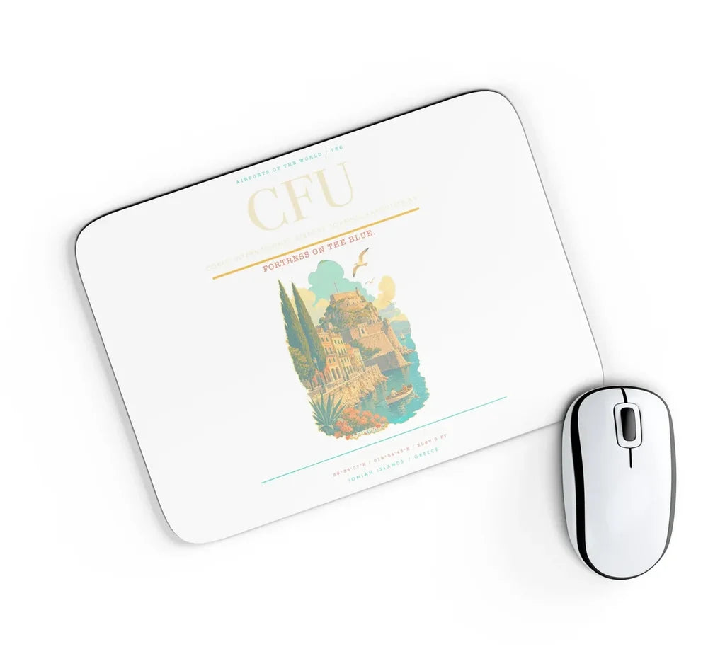 Corfu International Airport 'Ioannis Kapodistrias' CFU Mouse-Pad Rectangle - White