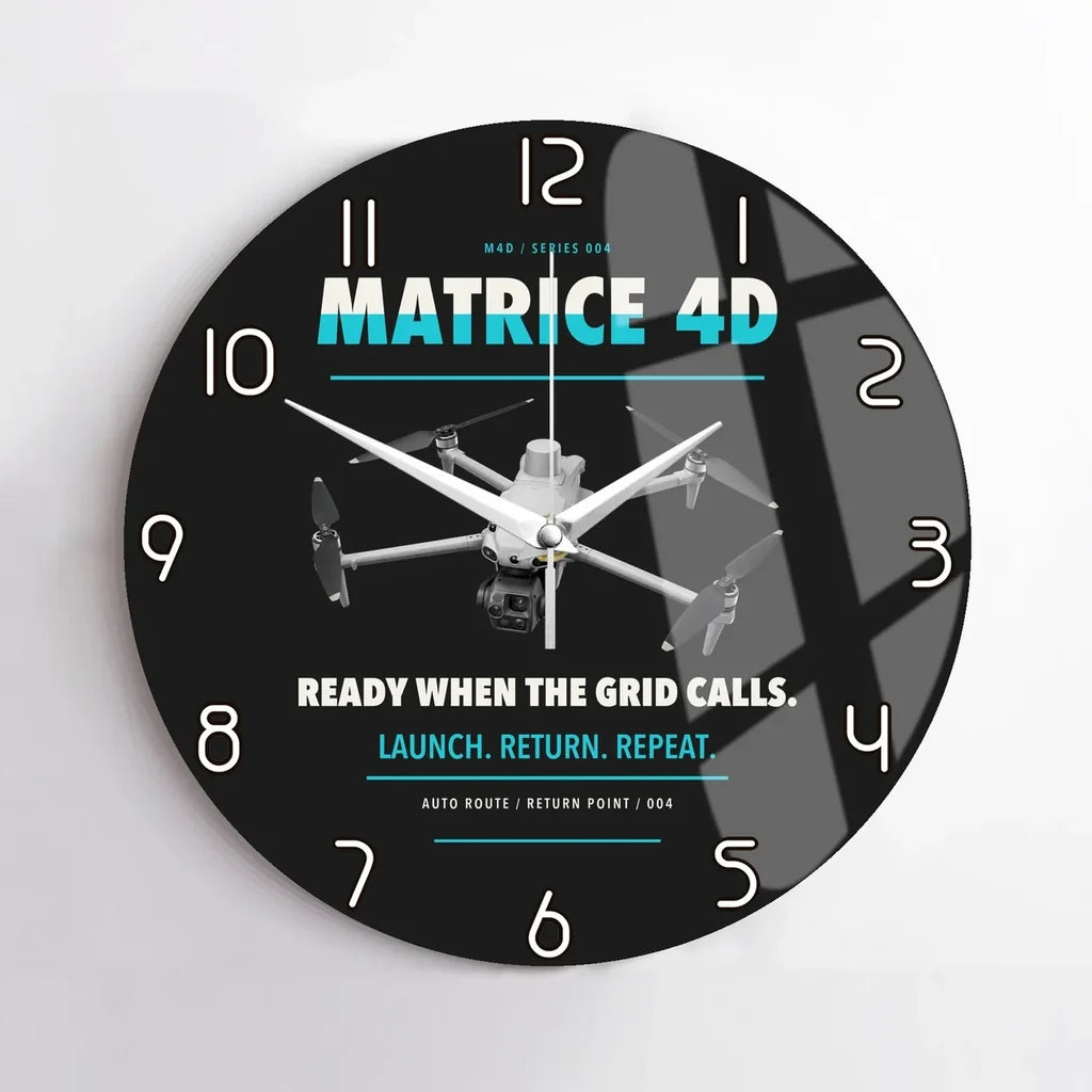 DJI Matrice 4D design on black no frame wall clock