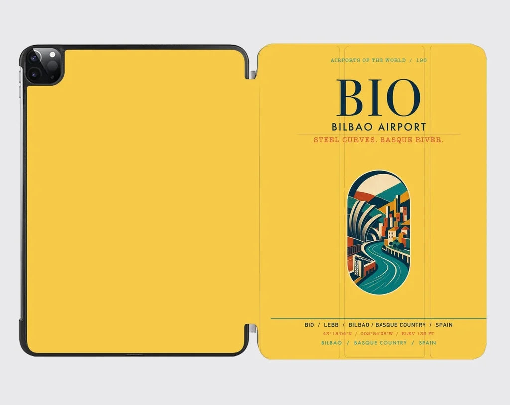 Bilbao Airport (BIO) design on yellow ipad tablet case