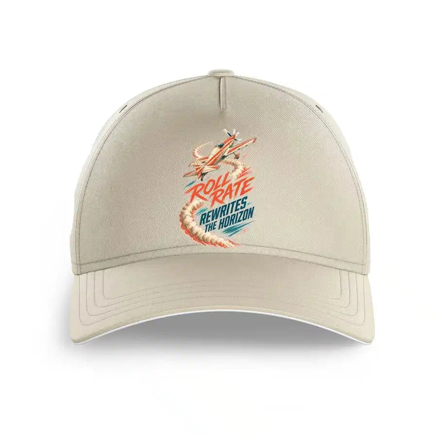 Roll Rate Rewrites The Horizon design on beige printed hat