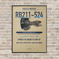 Thumbnail for RB211-524 vertical canvas print - framed - beige background