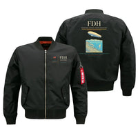Thumbnail for Bodensee-Airport Friedrichshafen (FDH) design on black bomber jacket