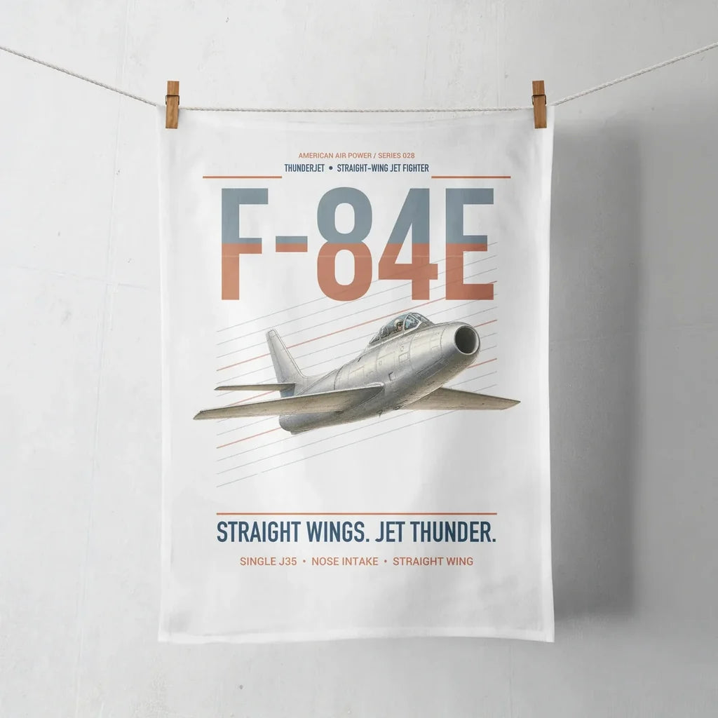 F-84E Thunderjet design on white towel