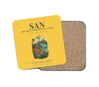 Thumbnail for San Diego International Airport (SAN) design on yellow 1 piece coaster