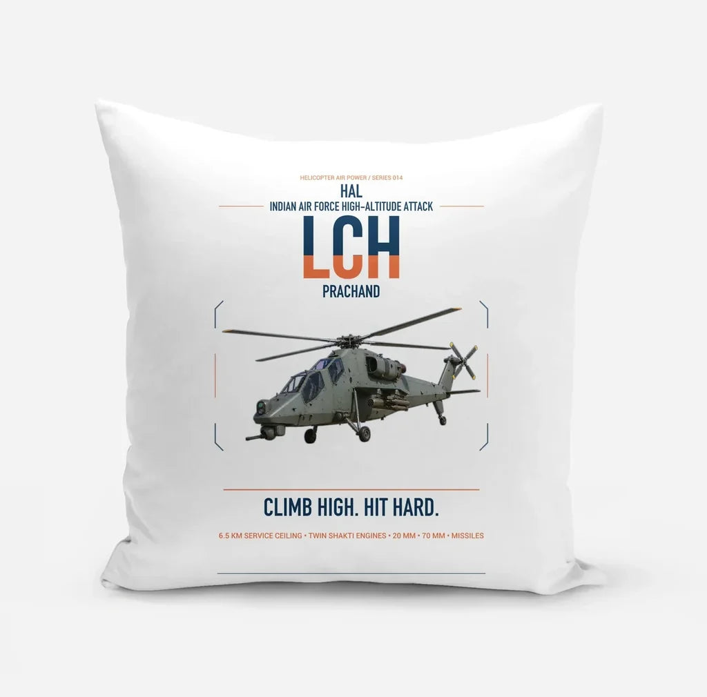 HAL LCH Prachand design on white pillow