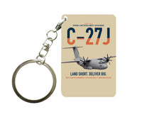 Thumbnail for C-27J Spartan design on beige designed key chain, double-side print