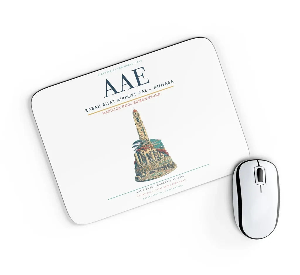 Rabah Bitat Airport (AAE) design on white rectangle mouse pad
