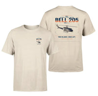 Thumbnail for Bell 205A-1++ design on beige t-shirt, double-side print