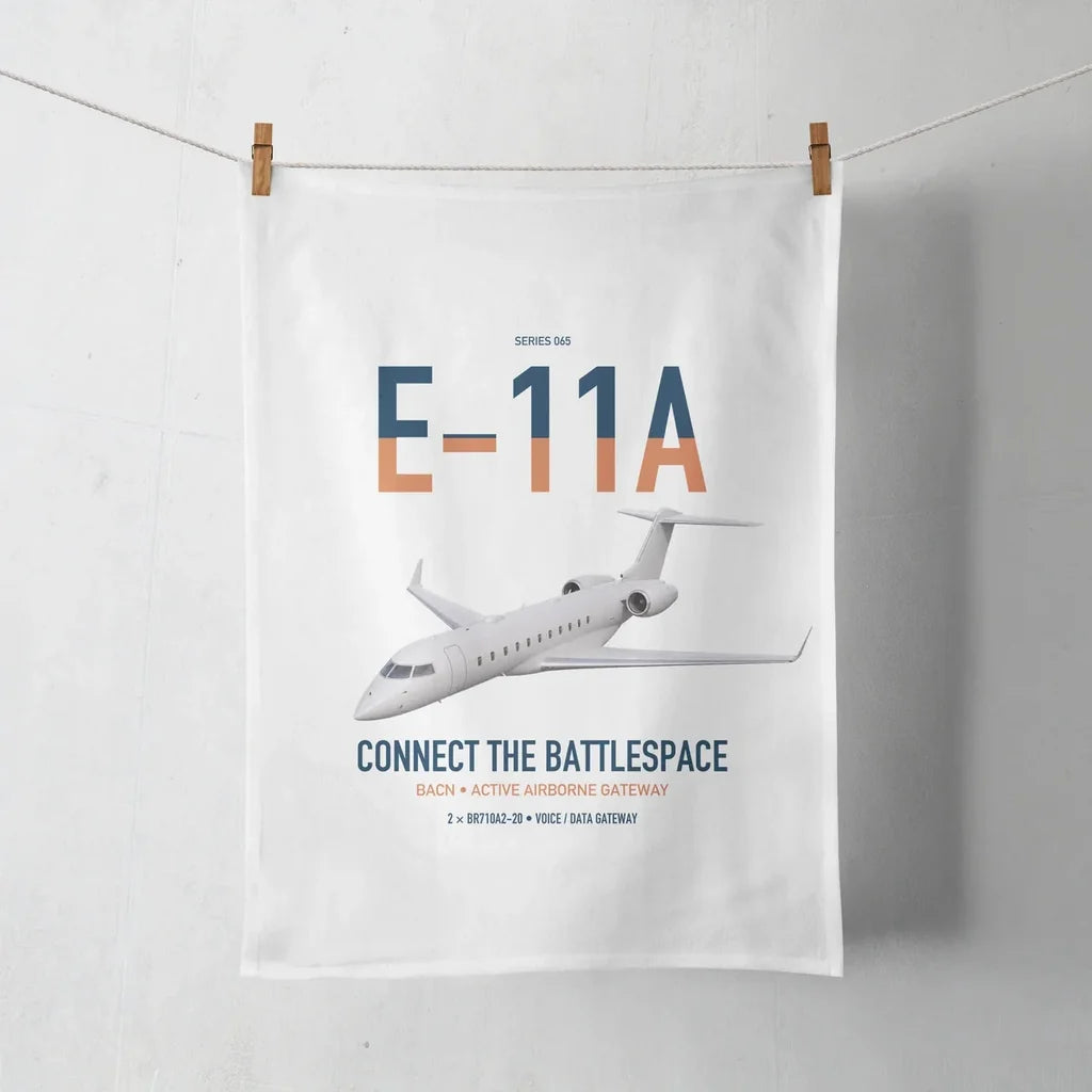 E-11A BACN design on white towel