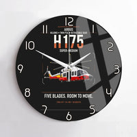 Thumbnail for Airbus H175 design on black no frame wall clock